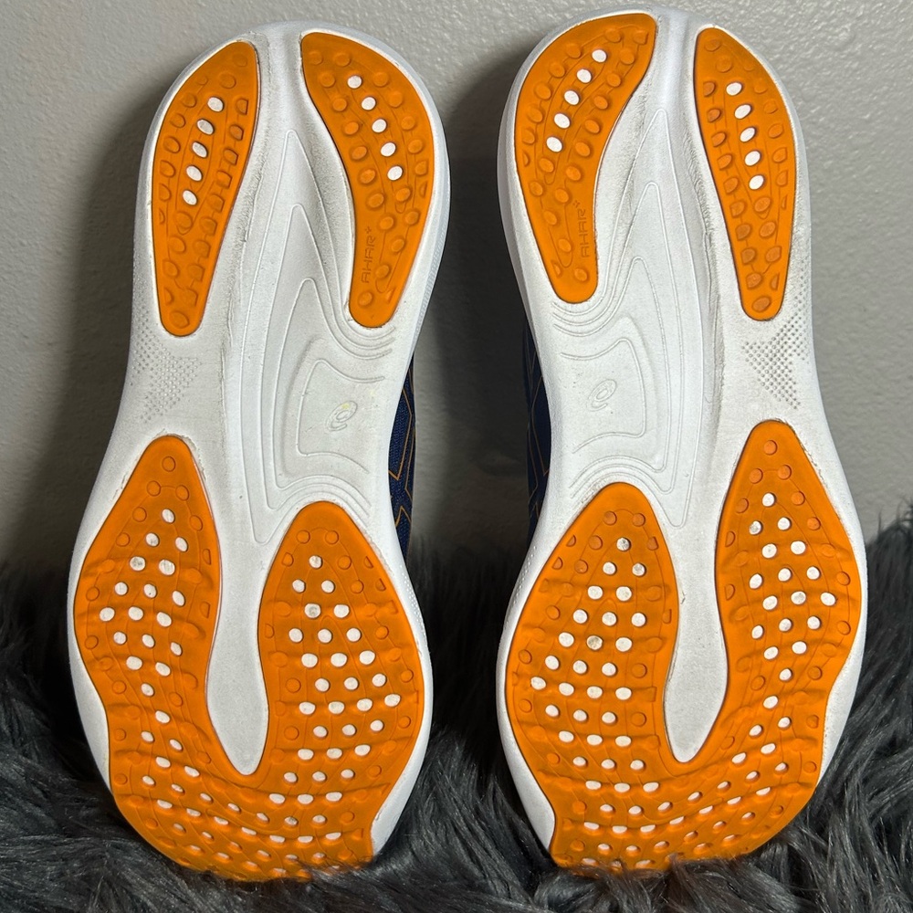 ASICSGel-Nimbus 25 'Deep Ocean Bright Orange Sneakers Size 10 - Picture 8 of 10